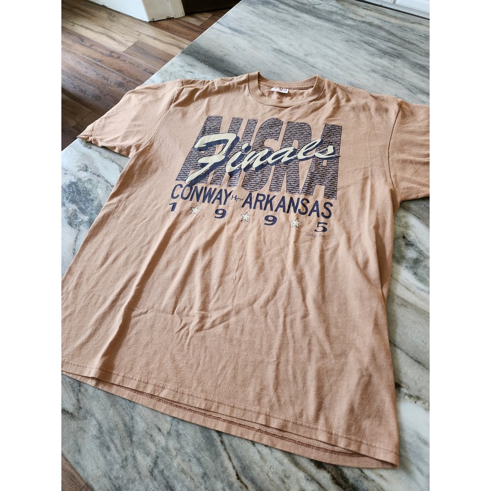 Vintage 1995 Cowboy Rodeo Conway Arkansas Tan T-Shirt Tan XL USA AHSRA - Picture 2 of 6